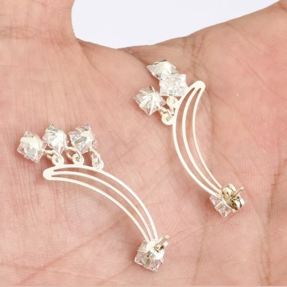 Falling stars sapphire & sterling earrings - Picture 4 of 4